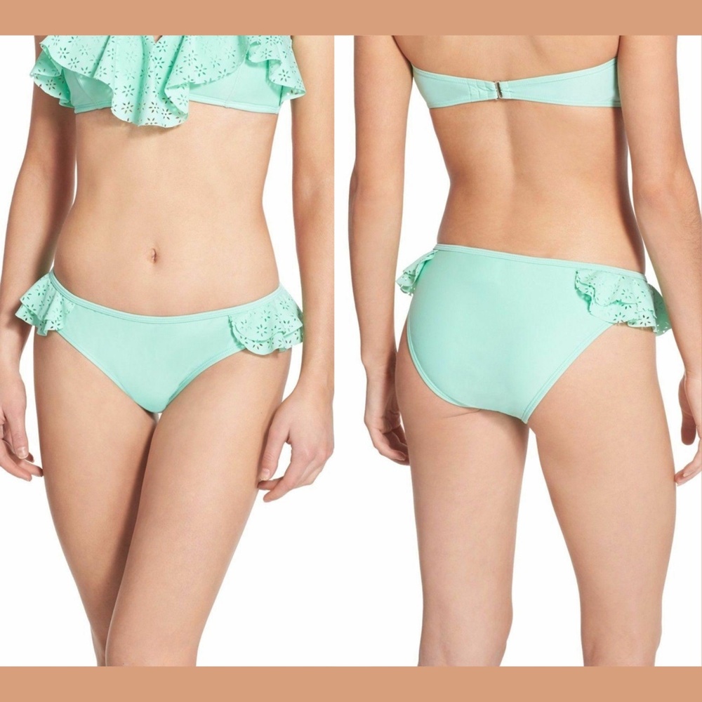 NWT‎ BP. Eyelet Ruffle Bikini Bottoms Teal Sky/Mint [ SZ Small ]
